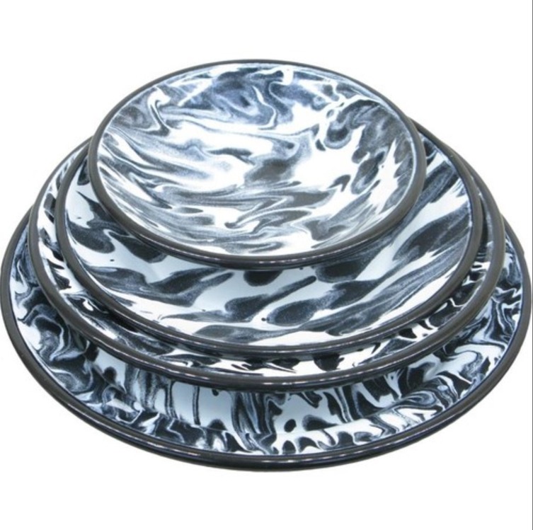 22.EMY.MRB.T23.1 Luyano Lunart Emaye El Dekor 4 Parça Yemek Takım Marble Desen