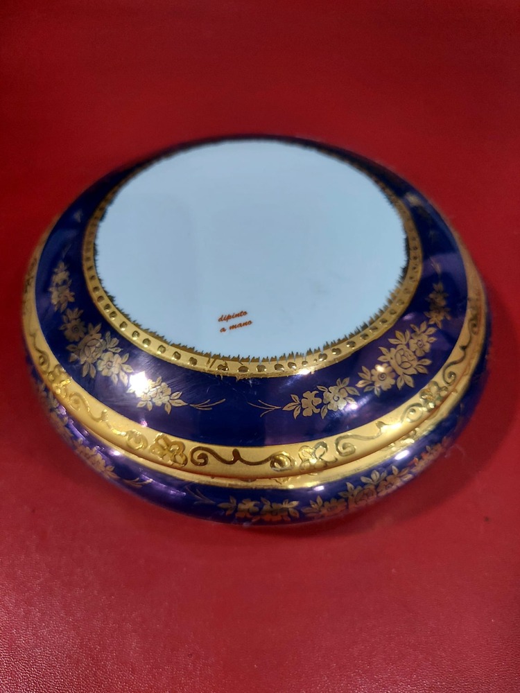 A43605 T. Limoges Şekerlik Çap 18cm Porselen İtalyan Dipinti A Mano Mediterranea 1 Adet