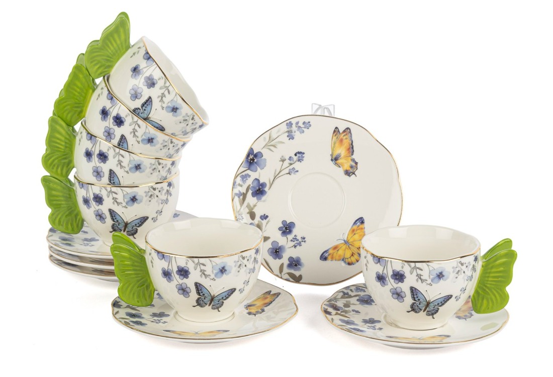 P374.115484 Butterfly Lovers 2'li Kahve Fincan Seti 120cc Mutfak Butik Porselen