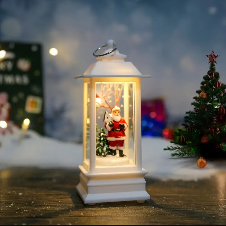 VA342874 Noel Baba / Beyaz 1 Adet Noel Kare Rüzgar Işığı Elektronik Şamdan Lamba
