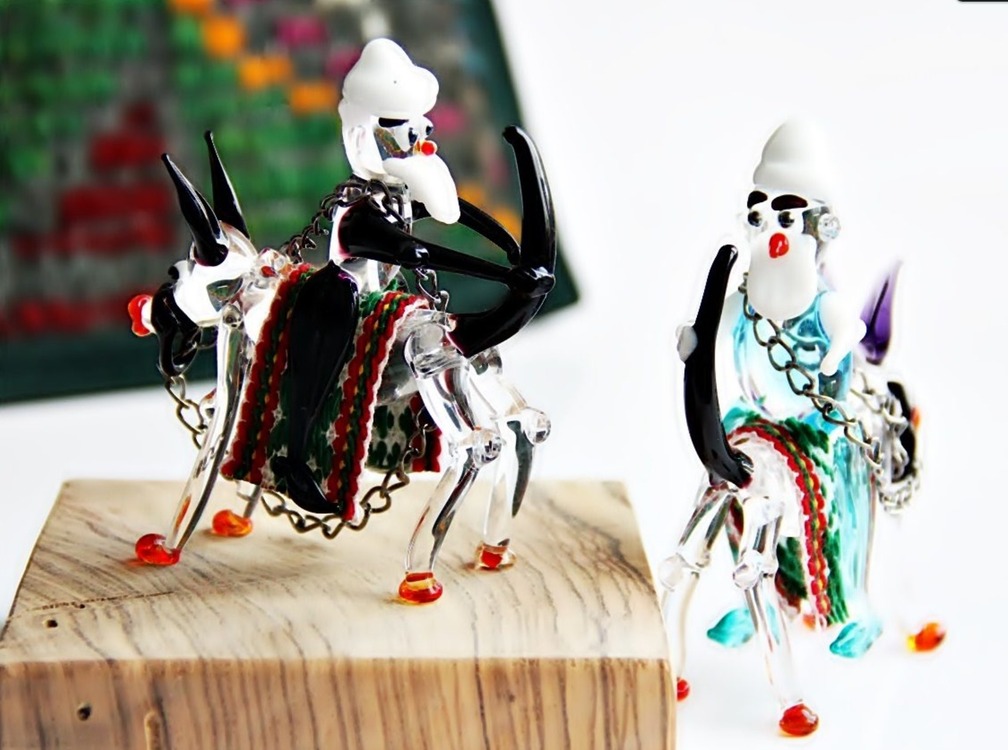 ANASR 10cm Eşeğe Ters Binen Nasreddin Hoca Cam Kumaş Metal El Yapım Zanaat 1 Adet