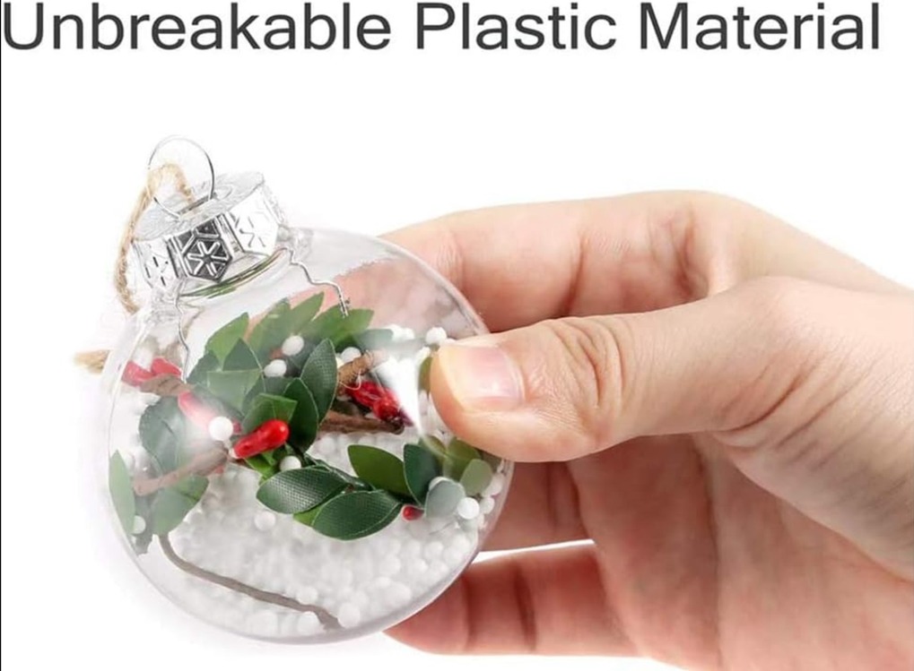 AB08LY86F1Q Asmalık Noel Süsleme Top Şeffaf Plastik Kırılmaz Doldurulabilir 1 Adet
