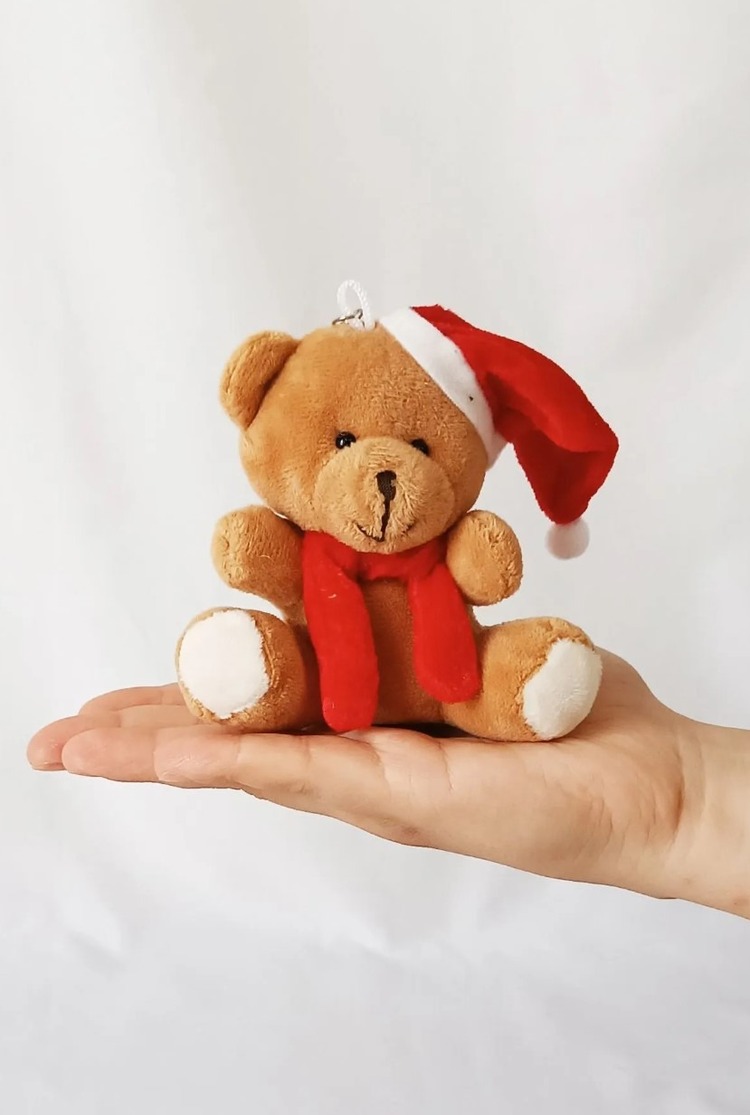A867789 Kids Dudu Peluş Ayıcıklı Anahtarlık 11cm Kutulu Hediyeli Kahve Renk Yeni Yıl 1 Adet