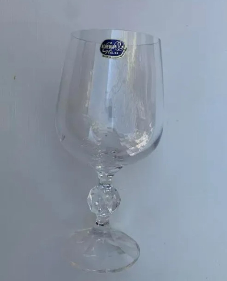 3099 12cm 2'li Bohemia Kristal Şeffaf Kadeh Bardak Kahve Yanı Capodimonteli
