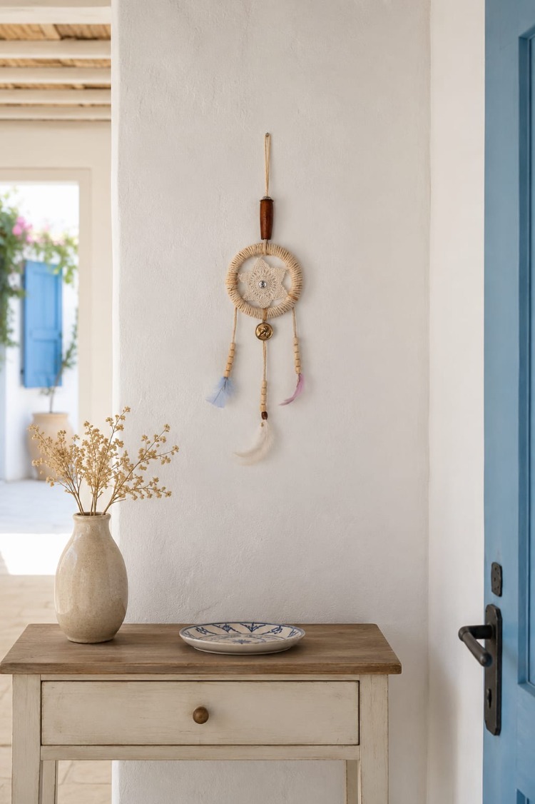 ABEJ1 Elyapımı dantelli dreamcatcher Çap 8 cm
