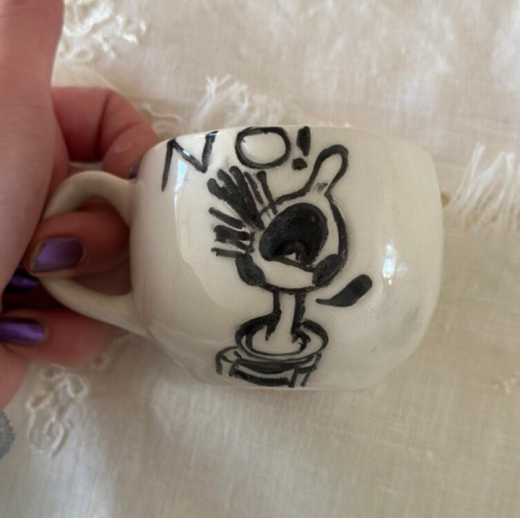 A419521 Küçük Kupa Seramik El Yapım Yükseklik 6cm Genişlik 10cm Yes Karikatür Mug 1 Adet