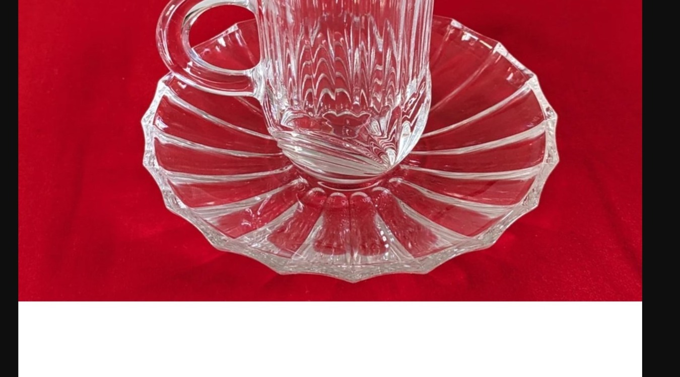 A358581 6'lı Cam Likör Bardak Altlık Tabak Aurea Demitasse Royal Crystal Rock