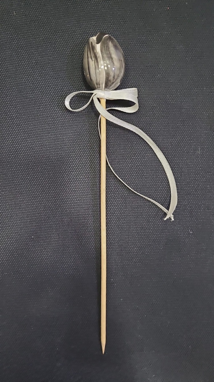 A31334 Sanat Seramik Gül Ahşap Saplama Çubuklu 25cm Çiçek Natural 1 Adet