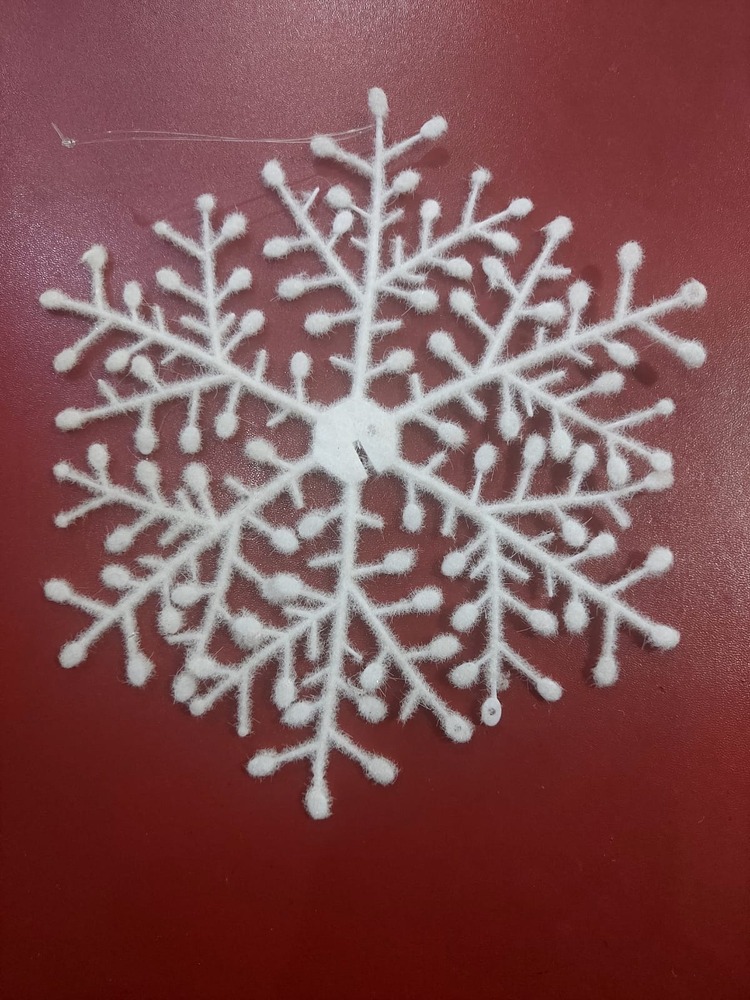 A2424 Özel Malzeme 20cm Çap Vintage Beyaz Kar Tanesi Noel 1 Adet