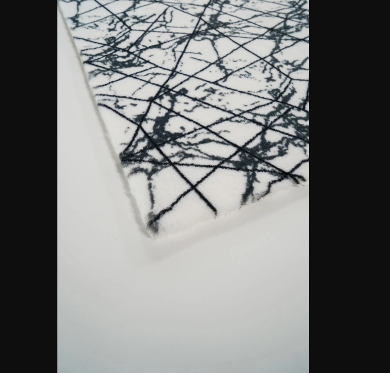 MRBL Prizma Home Marble Halı Beyaz 75x110cm Yıkanabilir Kaymaz Taban 1 Adet