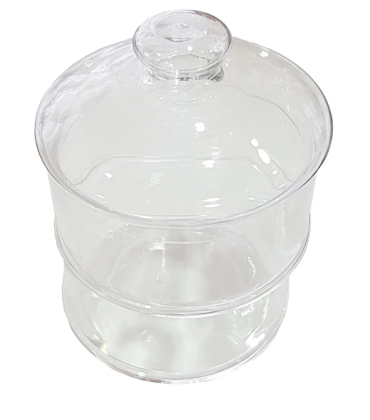 KTC04DUZ Cam Kavanoz 2 Katlı Büyük Cam 23x15x9cm Düz Şeffaf