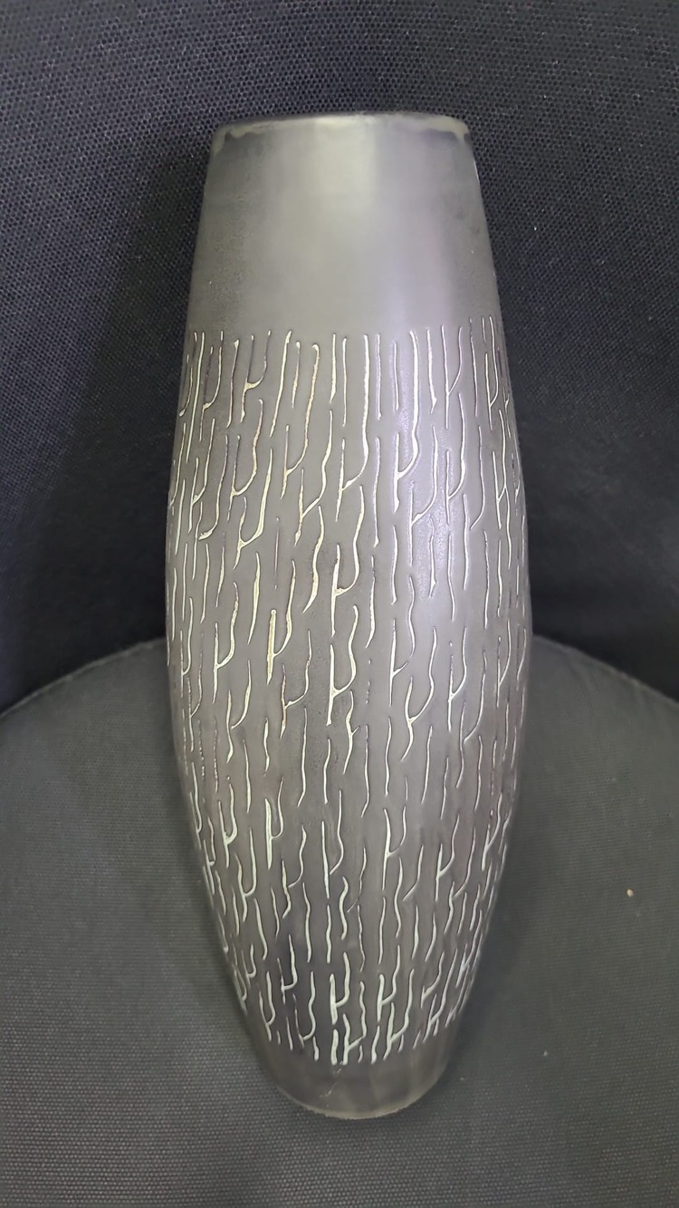 A01109315 31cm Seramik Vazo Desenli Rocca L El İşçilik Görünümlü Gri Gibi 1 Adet