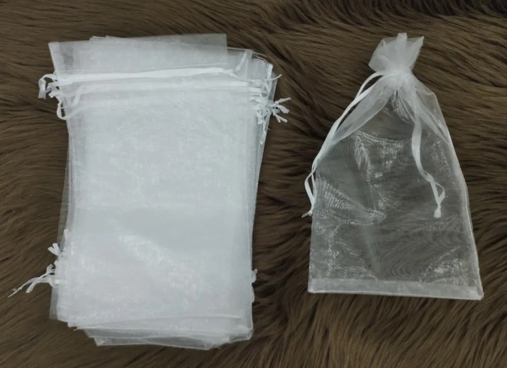 TEKLIC8816 Gri Boy 18x12cm Tül Kese Şeffaf Hıdırellez Takı Altın İçin Düğün Davet 1 Adet