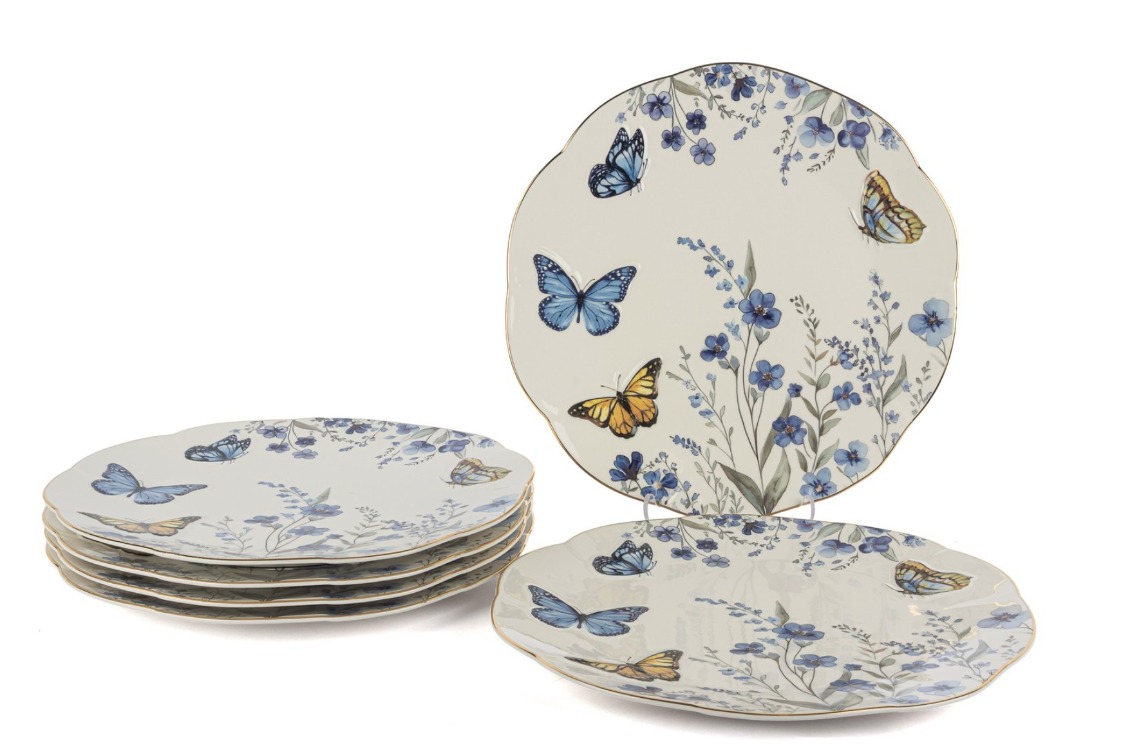 P374.115538 Butterfly Lovers 6lı Servis Tabağı 27cm Mutfak Butik Porselen
