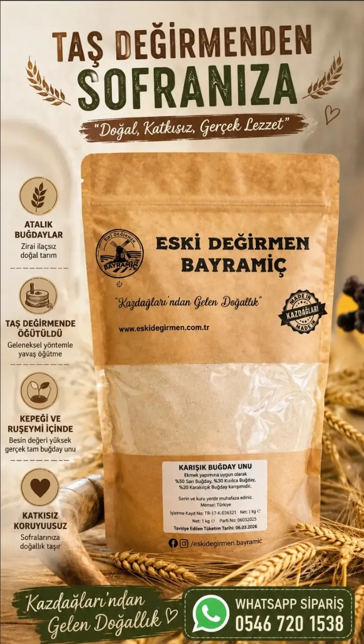 ESKİ DEĞİRMEN BAYRAMİÇ KARIŞIK BUĞDAY UNU 1KG