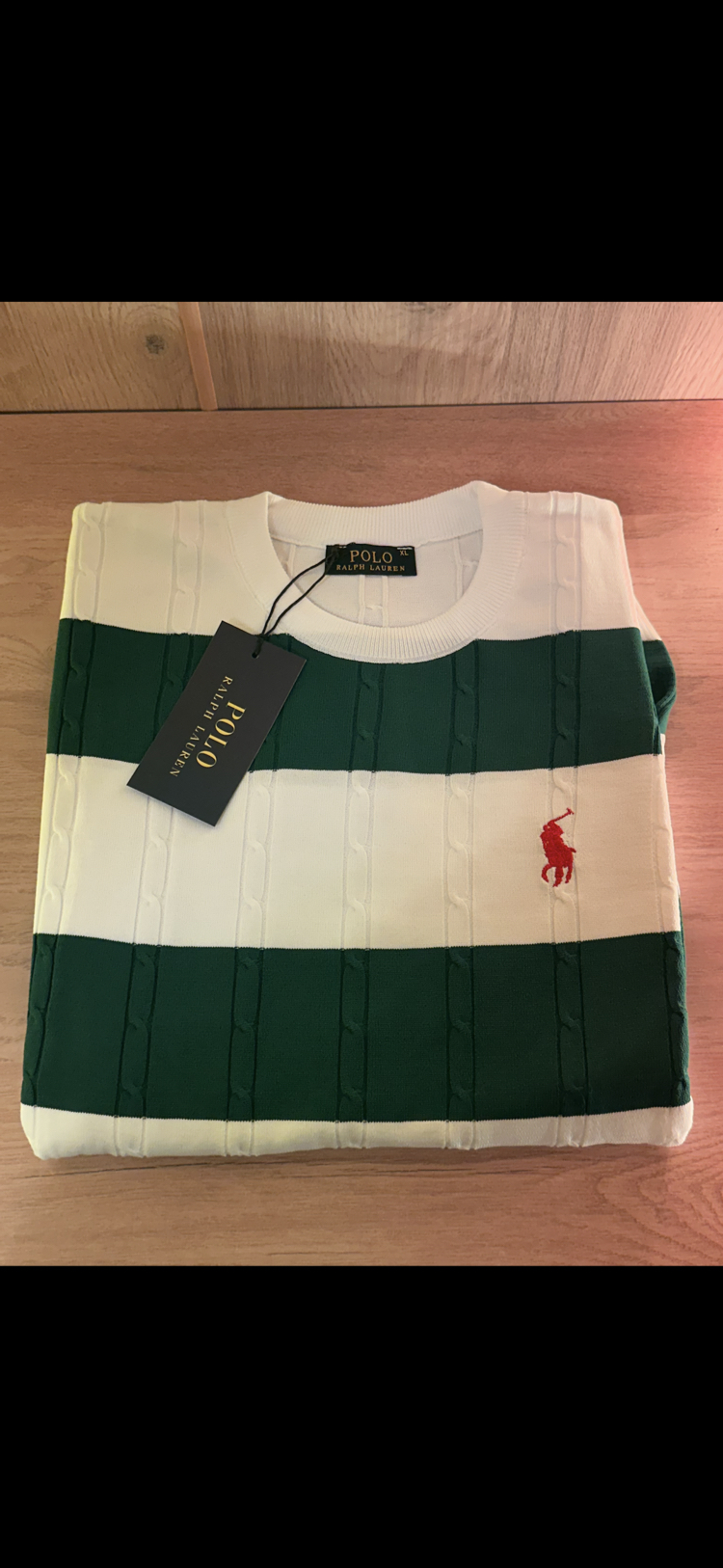 U.S POLO YEŞİL BEYAZ ŞERİTLİ KAZAK