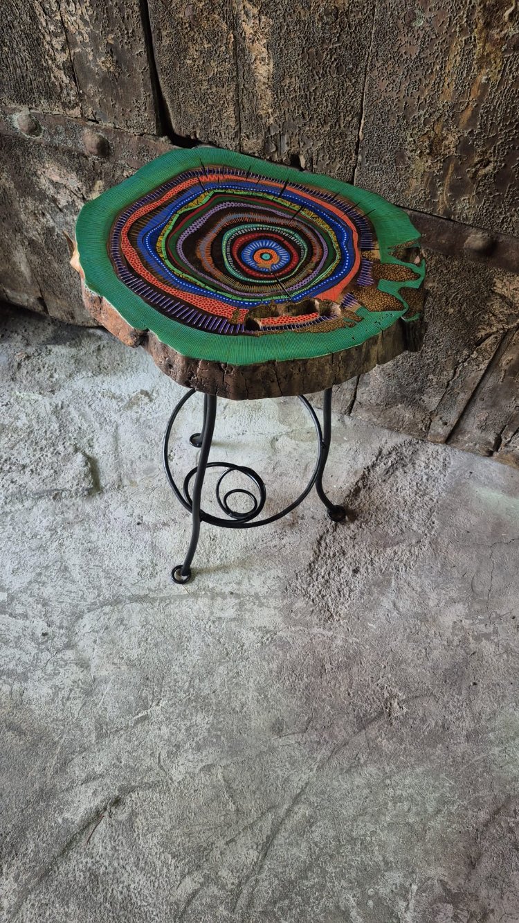 ağaç sehpa / yeşil