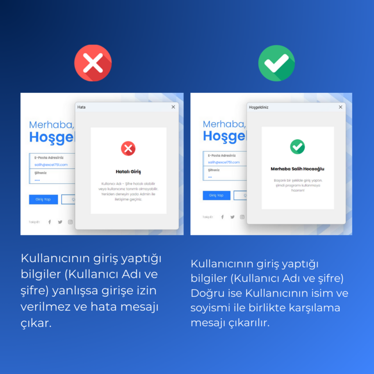 EXCEL KULLANICI GİRİŞ FORMU & ROL YÖNETİMİ