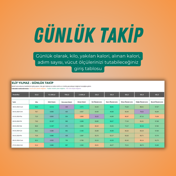 EXCEL - FITNESS TAKİP ŞABLONU