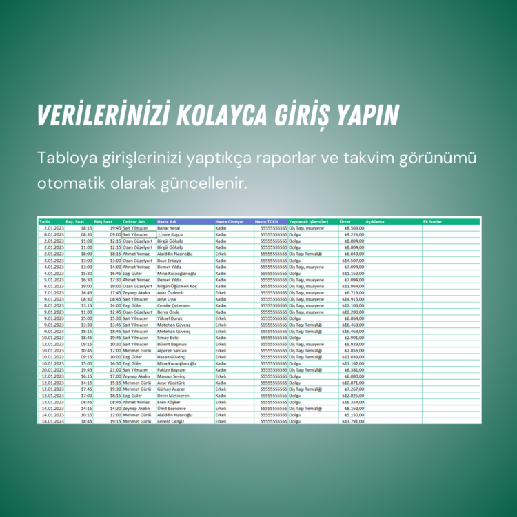 EXCEL - HASTA RANDEVU TAKİP PROGRAMI