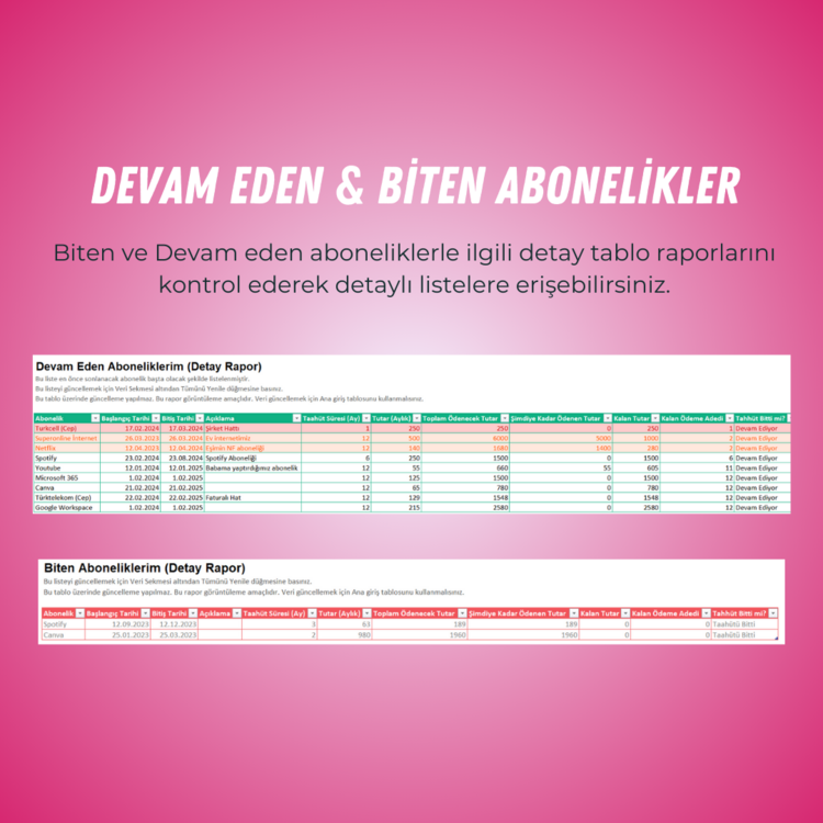 AYLIK ABONELİK TAKİP PROGRAMI