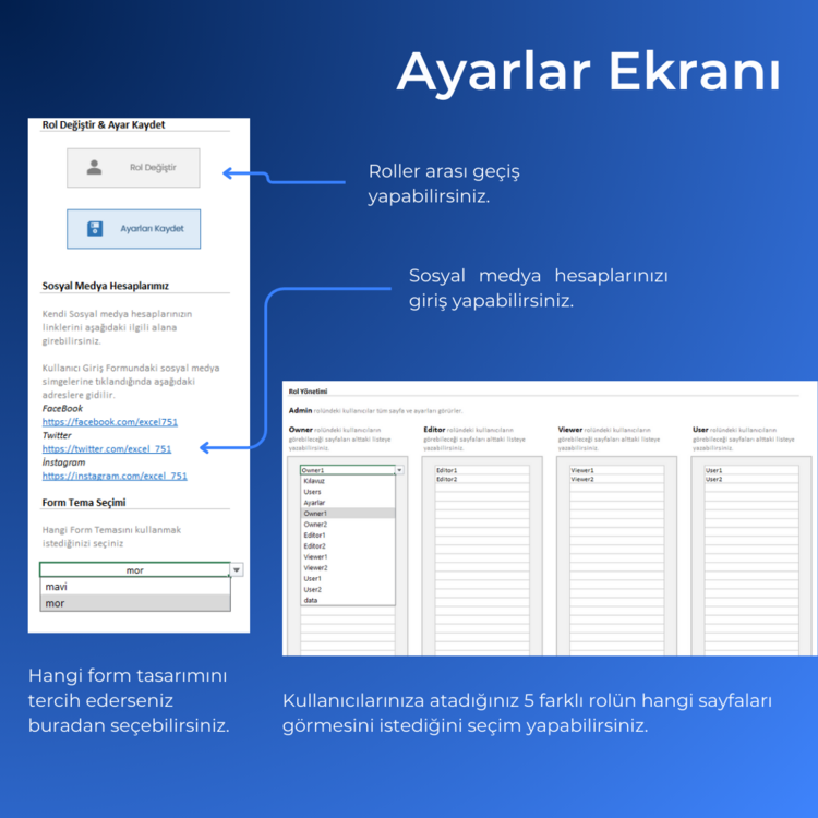 EXCEL KULLANICI GİRİŞ FORMU & ROL YÖNETİMİ