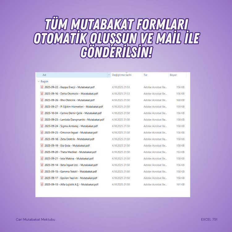 CARİ MUTABAKAT MEKTUBU [Otomatik Oluşturma ve Mail Gönderimi]