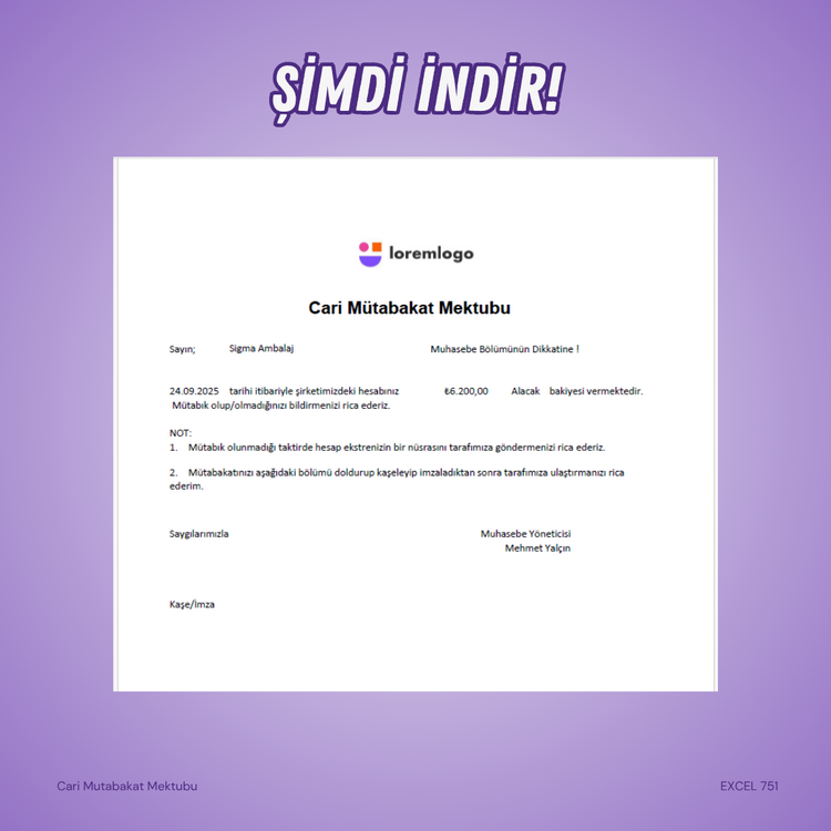 CARİ MUTABAKAT MEKTUBU [Otomatik Oluşturma ve Mail Gönderimi]