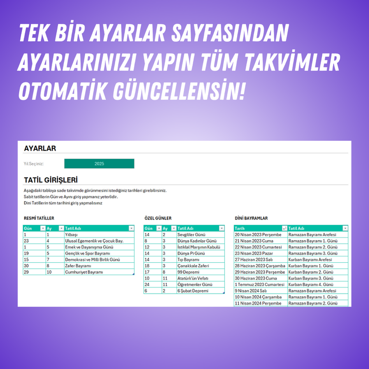 YILLIK DİNAMİK TAKVİM