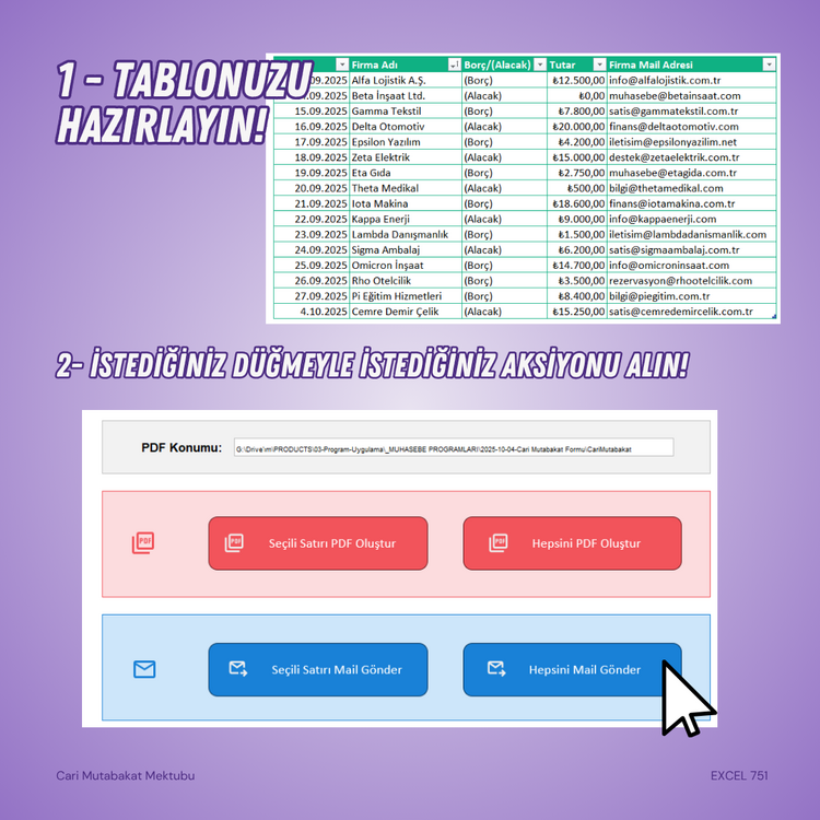 CARİ MUTABAKAT MEKTUBU [Otomatik Oluşturma ve Mail Gönderimi]