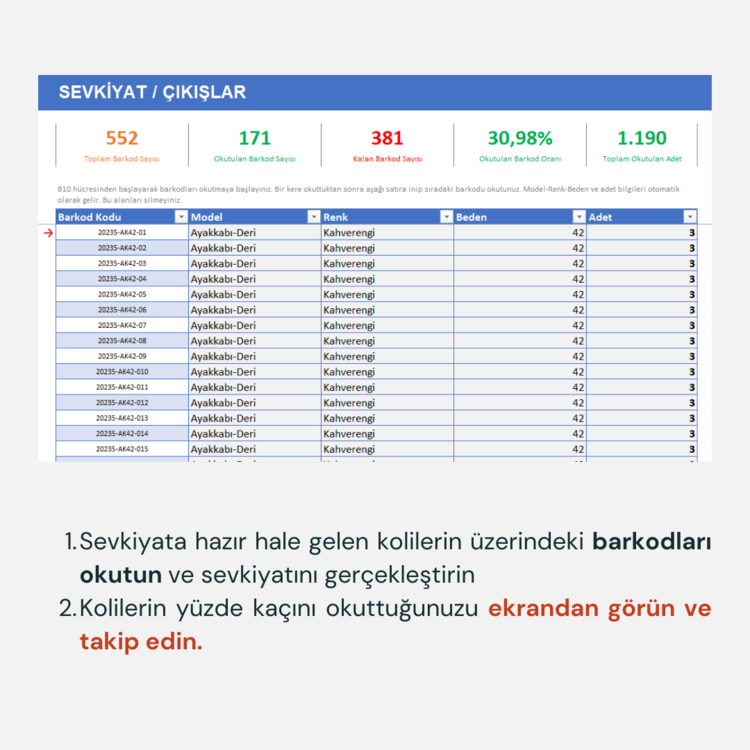 EXCEL BARKOD SİSTEMİ
