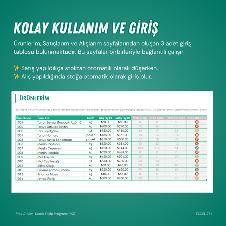STOK & ALIM - SATIM TAKİP PROGRAMI (V3)