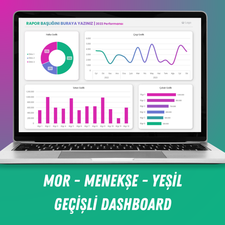 Mor - Menekşe - Yeşil Dashboard Şablonu