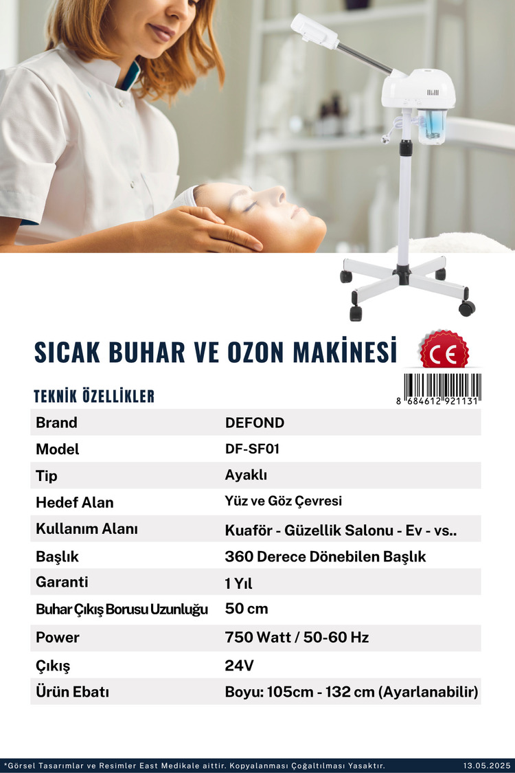 Lal Ayaklı Ve Ozonlu Yüz Buhar Makinesi Sıcak Vapozon Cilt Bakım Dokunmatik Ekran