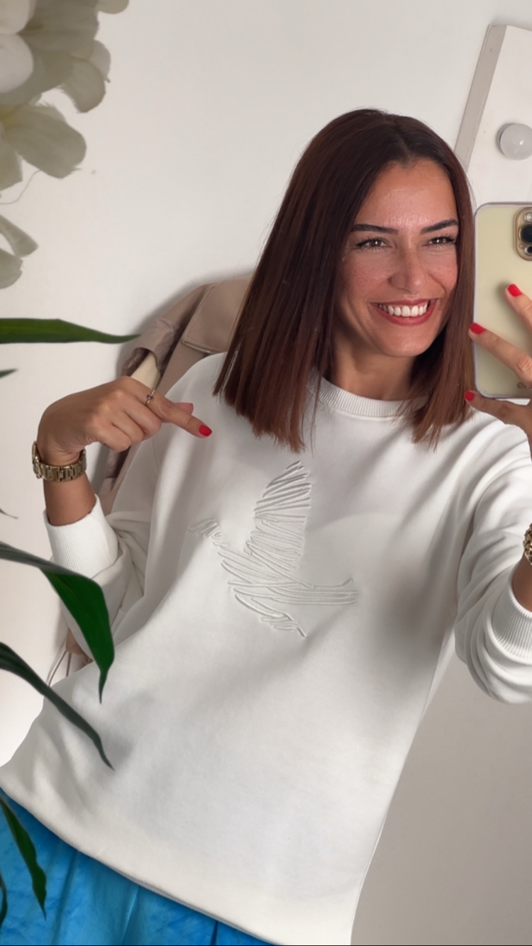 Sweatshirt Kuş Detay
