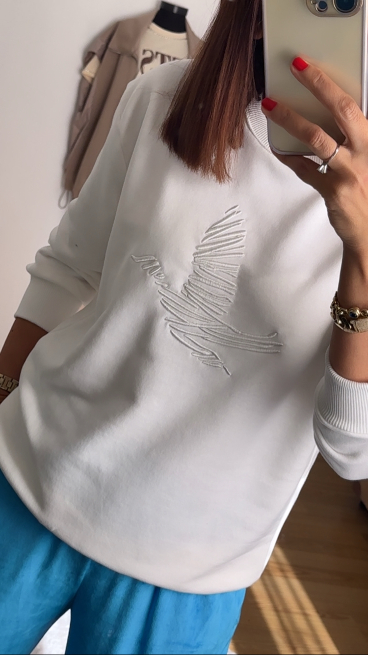 Sweatshirt Kuş Detay