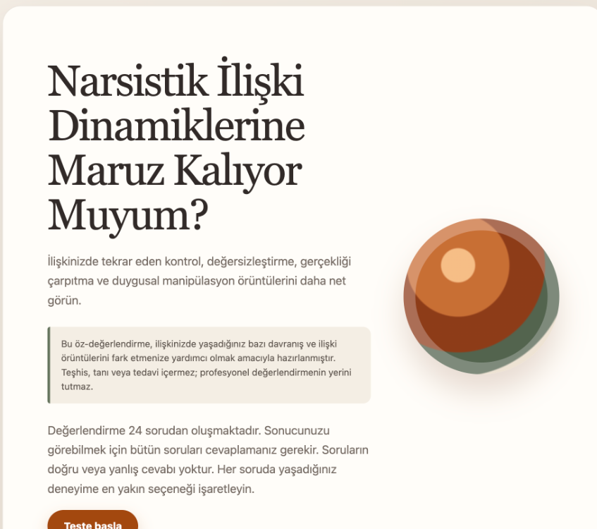 Narsistik İlişki Dinamiklerine Maruz Kalıyor Muyum?  Kişiye Özel Rapor-Bilgilendirmeyi Okuyunuz