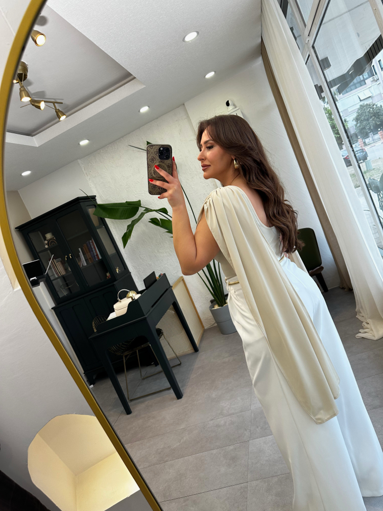 Taş Rengi Şal Detay Bodysuit 