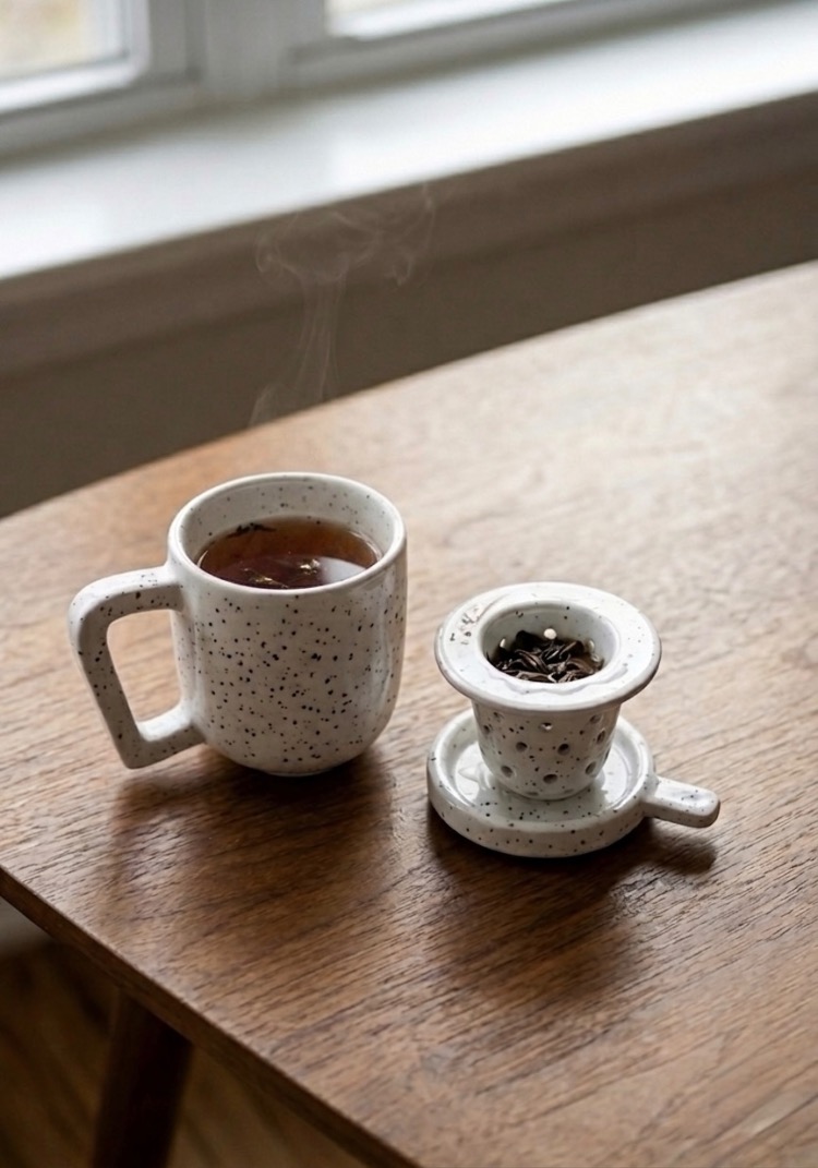 Tea Brewing Set Template: Mug, Infuser, Lid and Plate Ceramic Pottery (Printable PDF A4 size)