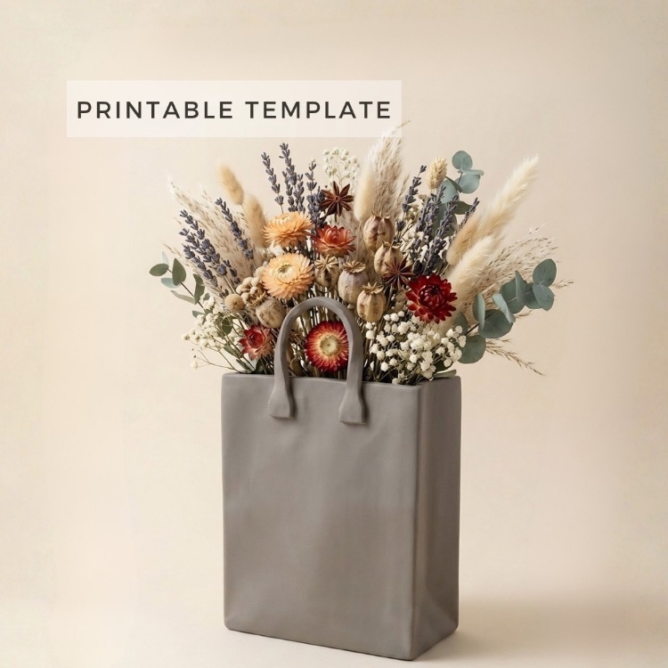 Paper Bag Vase Template: DIY Slab Building Pottery (Printable PDF Download A4 size)