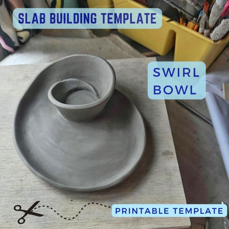 Seashell Chip n Dip Bowl Template: DIY Pottery Slab Building (Printable PDF Download A4 size)