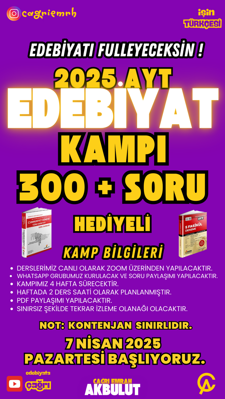 2025 AYT EDEBİYAT SORU ÇÖZÜM KAMPI