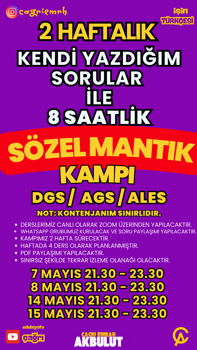 KENDİ YAZDIĞIM SORULAR İLE SÖZEL MANTIK KAMPI