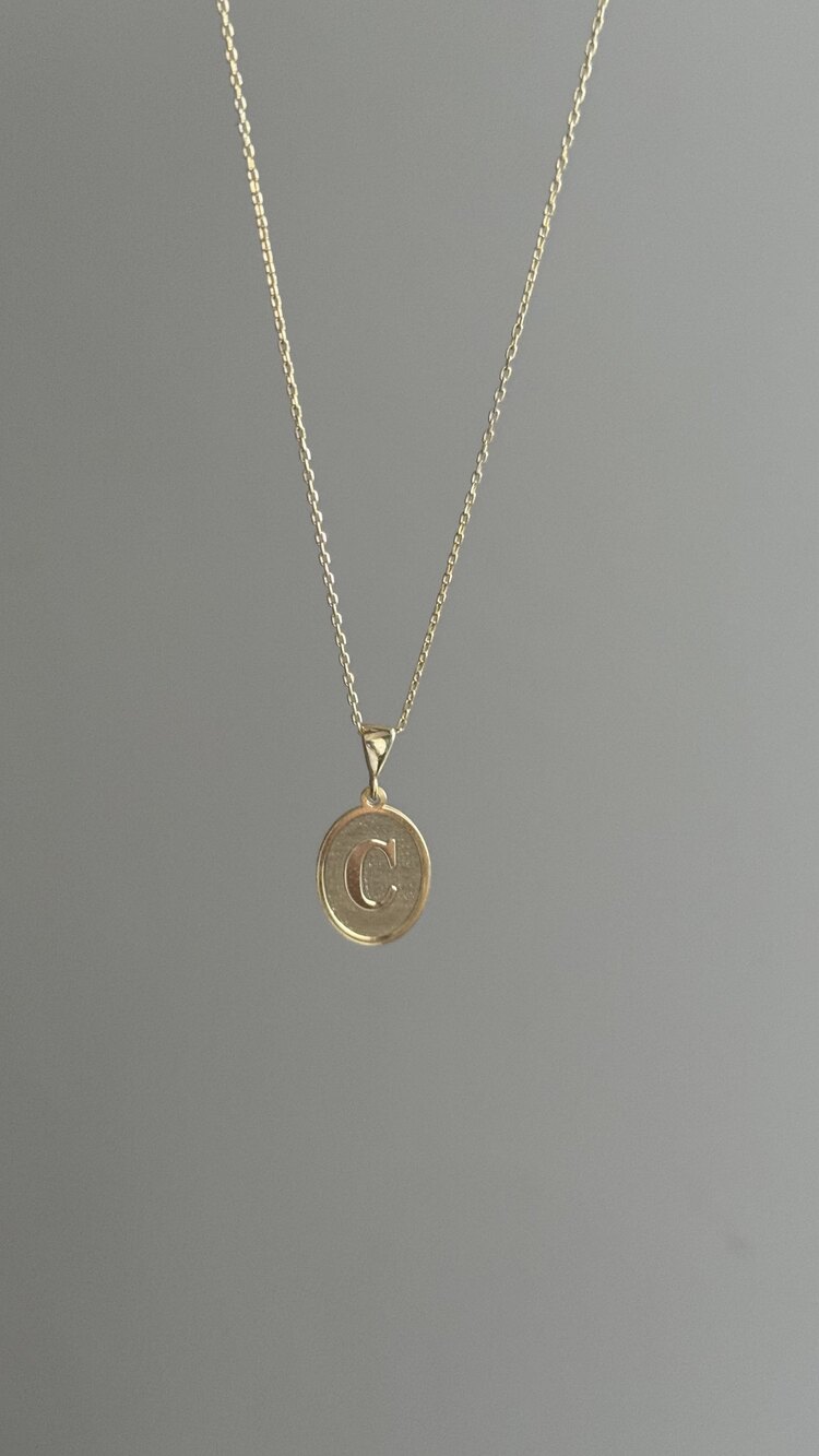 Vintage oval harf kolye | 925 ayar gümüş