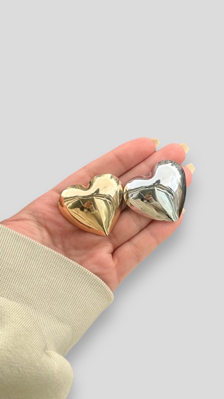 Bıg heart küpe |Altın kaplama
