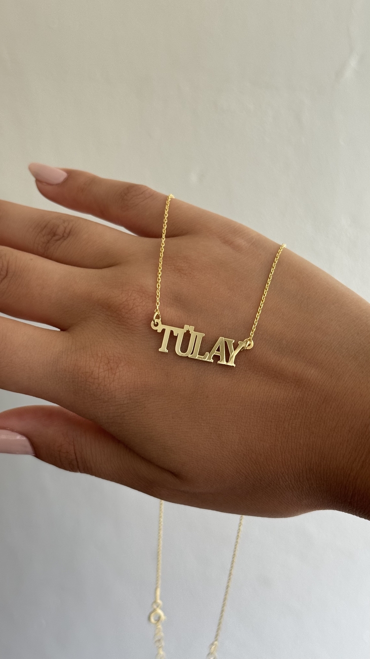 Düz font isim kolye | 925 ayar gümüş