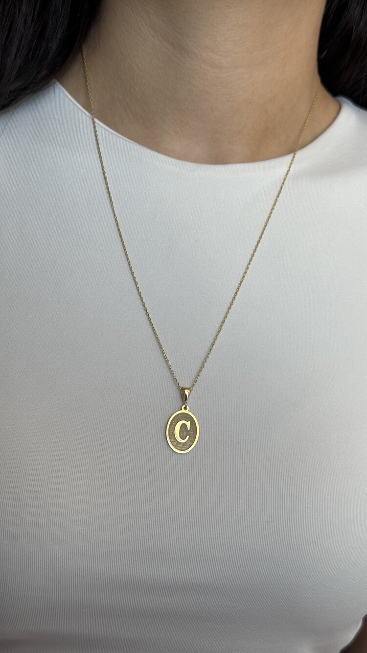 Vintage oval harf kolye | 925 ayar gümüş