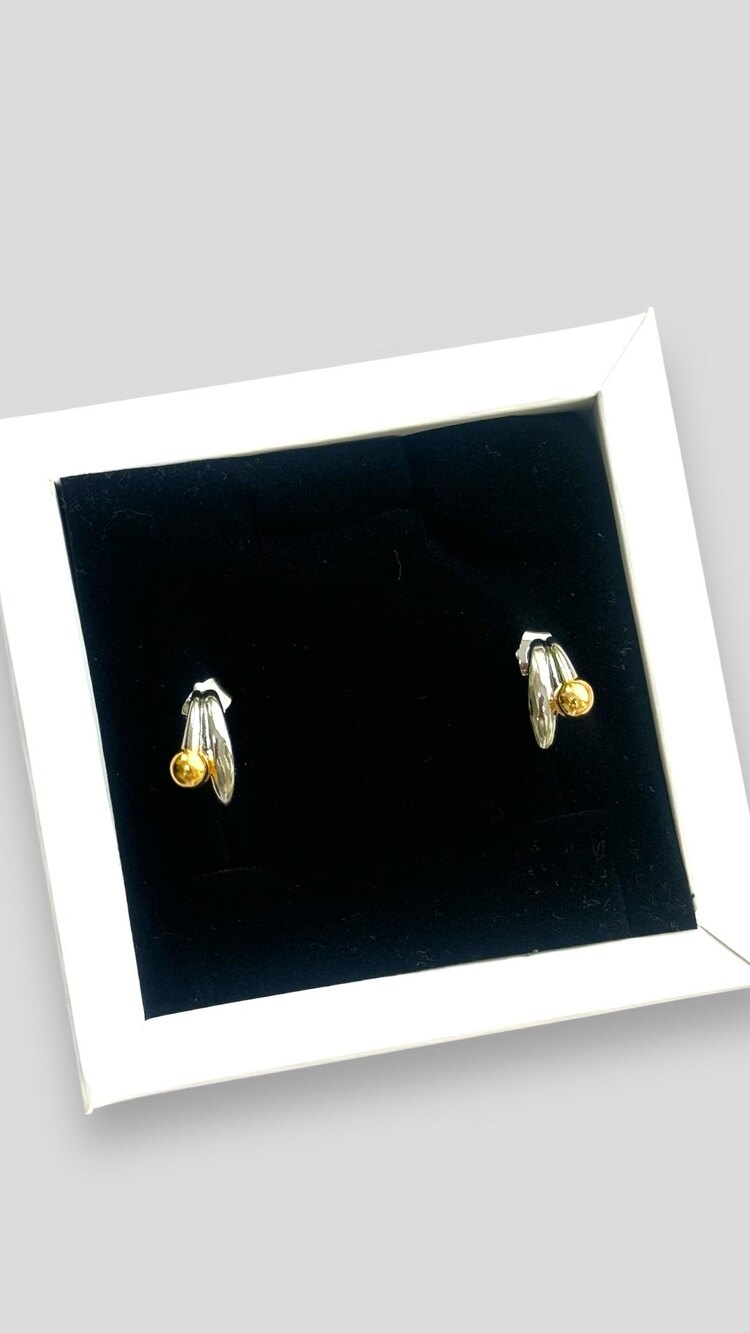 Silver halka gold topçuk küpe |Altın kaplama