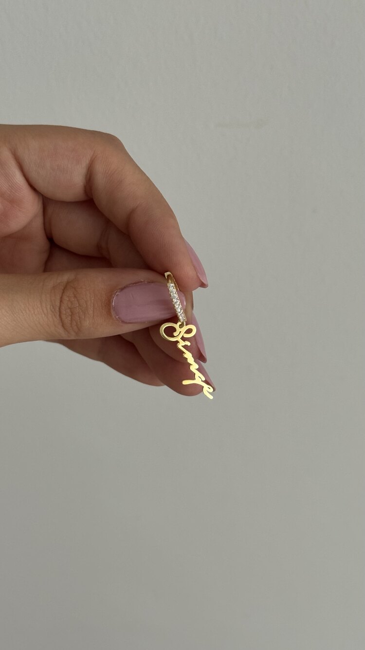 İmza yazı küpe | 925 ayar gümüş