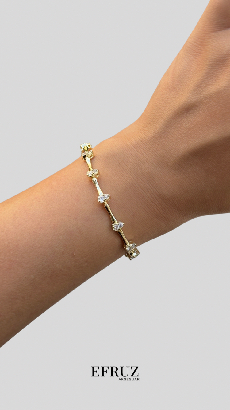 Minimal damla taşlı bileklik | 14K VİP KAPLAMA